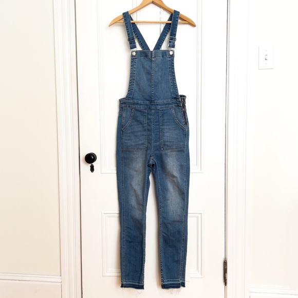 Madewell Womens Skinny Jean Overalls Size XS Medium Stone Wash Denim Layering - Picture 1 of 9
